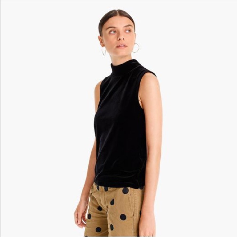 NWT J.Crew Velvet Mockneck Tank Top, Black, Size S